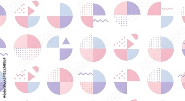 Obraz Abstract Geometric Pattern with Pastel Colors and Memphis Design Elements
