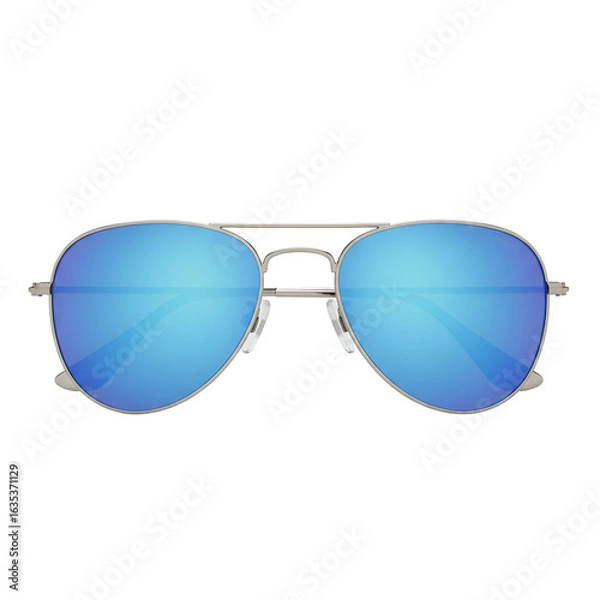Fototapeta Aviator Sunglasses with Blue Mirrored Lenses Isolated on Transparent Background