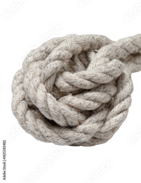 Obraz Close-up of a light beige braided rope, knotted in a circular shape