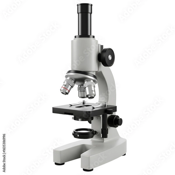 Fototapeta Detailed 3D Illustration of Microscope with Transparent Isolated Background