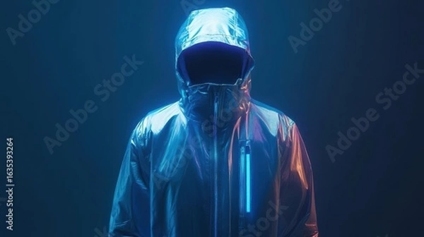 Fototapeta Futuristic Hooded Jacket in Neon Light