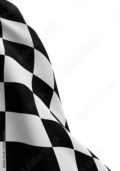 Fototapeta Checkered Racing Flag Illustration In Black And White Isolated on Black Background