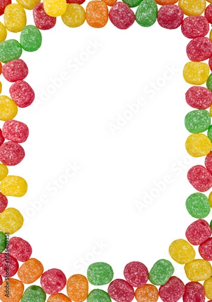 Fototapeta Colorful Candy Frame Arrangement on Transparent Background Photo