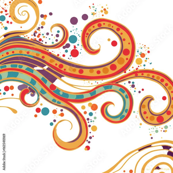 Fototapeta Colorful Abstract Illustration with Swirls and Ornate Decorative Design