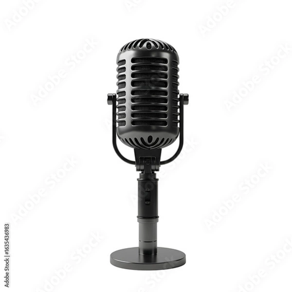 Fototapeta Isolated 3D Render of Retro Microphone on Transparent Background