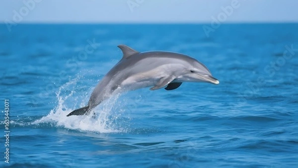 Obraz Dolphin leaping gracefully out of the ocean waters