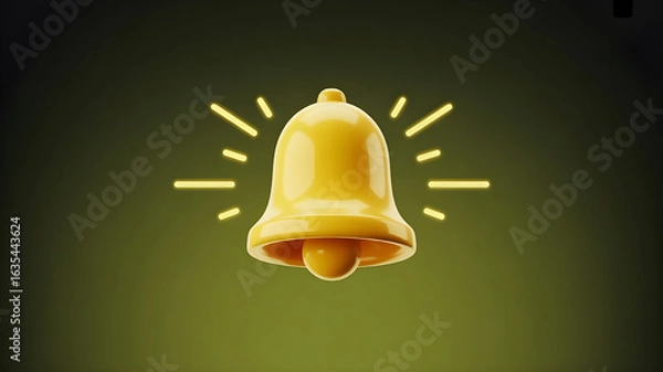 Obraz 3D Rendered Golden Notification Bell Icon
