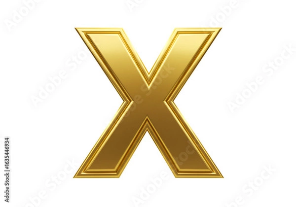 Fototapeta Golden 3D Letter X Isolated On A Transparent Background
