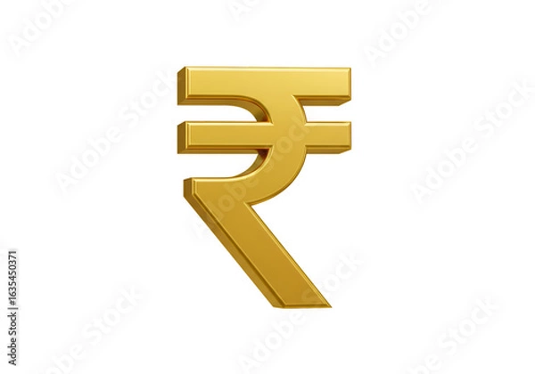 Fototapeta Golden 3D Rupee Symbol on Transparent Isolated Background Illustration