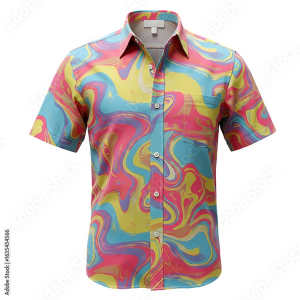 Fototapeta Isolated Photo of a Colorful Abstract Patterned Shirt on Transparent Background