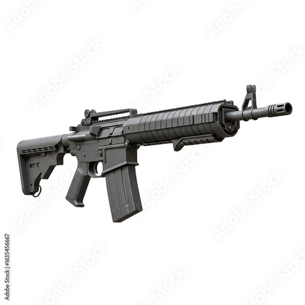 Fototapeta Isolated Metal Gun Rifle Against a White Background Realistic Image