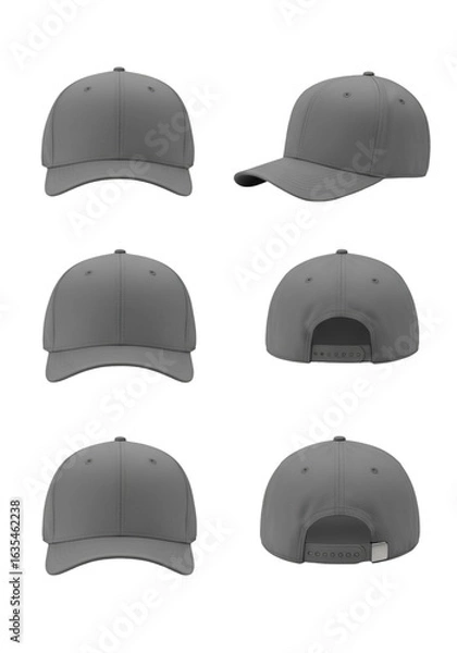 Obraz Grey Baseball Cap Mockup Isolated on Transparent Background 3D Render