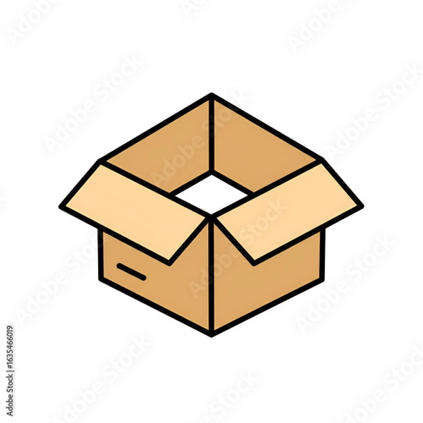 Fototapeta Open Cardboard Box Illustration Isolated on Transparent Background