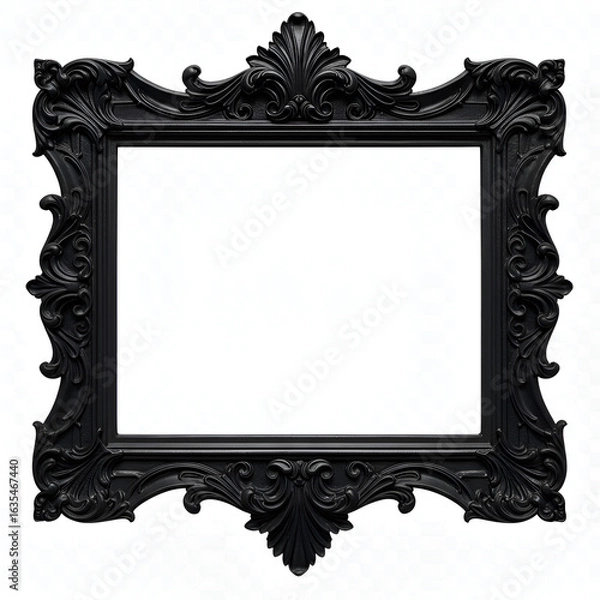Fototapeta Ornate Black Frame Isolated On White Background Decorative Border Design Illustration