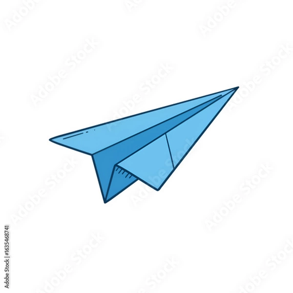 Fototapeta Illustration Of Blue Paper Airplane In Flight Isolated Transparent Background