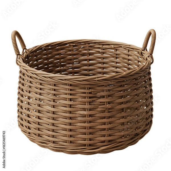 Fototapeta Isolated Wicker Basket on Transparent Background A Realistic Photo
