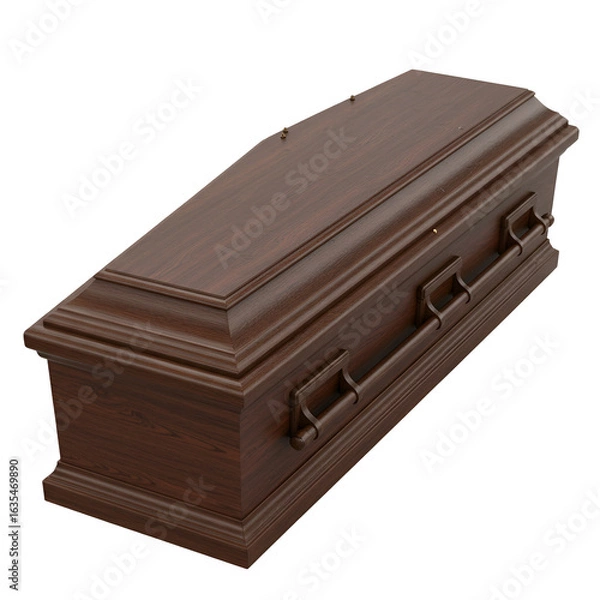 Fototapeta Isolated Wooden Coffin with Handles on Transparent Background Photo