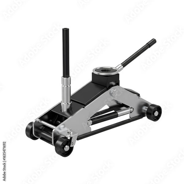 Fototapeta Isometric View of a Metallic Jack Tool on a Transparent Background