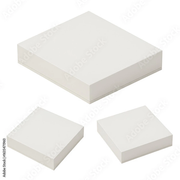 Fototapeta Isometric View of White Boxes Isolated on Transparent Background Illustration