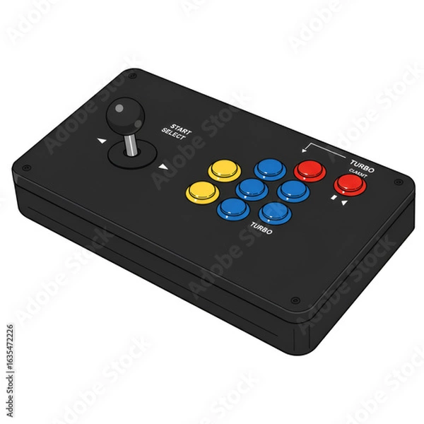 Fototapeta Joystick Game Controller Illustration with Black and Colorful Buttons and Transparent Background