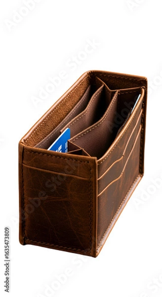 Fototapeta Photo of a Brown Leather Wallet Isolated on a Transparent Background