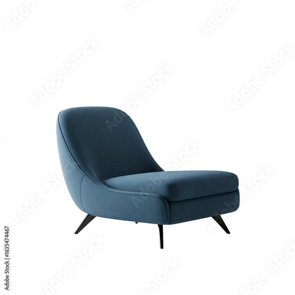 Fototapeta Modern Blue Chair Isolated on a Transparent Background in a Studio Shot