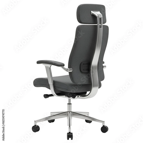 Fototapeta Modern Ergonomic Office Chair with Metallic Frame Isolated on Transparent Background