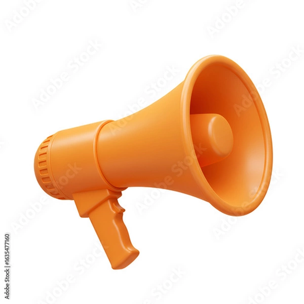 Fototapeta Orange Megaphone Illustration On Transparent Background 3D Render Isolated