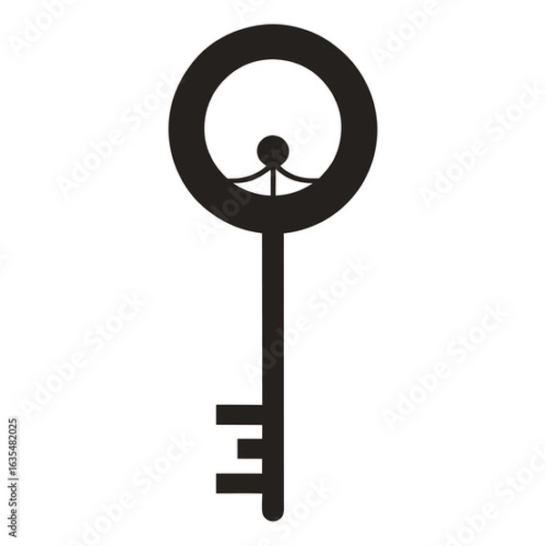 Obraz Black vintage key with circular bow and ornate shaft antique