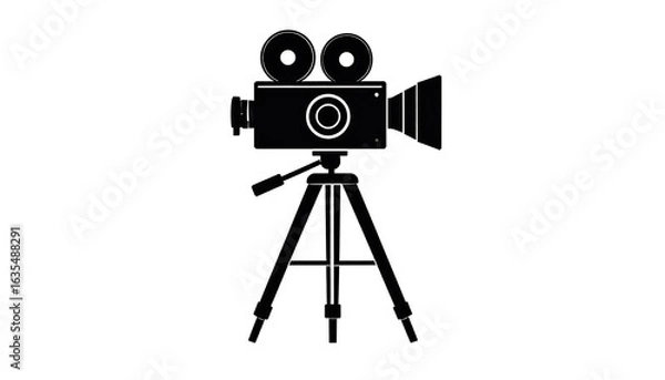 Fototapeta Vintage movie camera on tripod