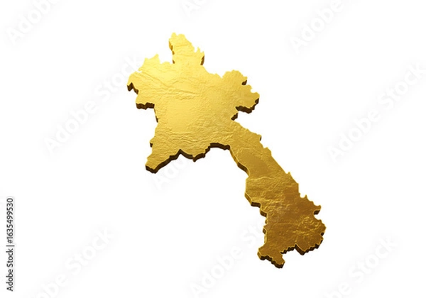 Fototapeta Isolated Golden Laos Map on Black Background 3D Illustration