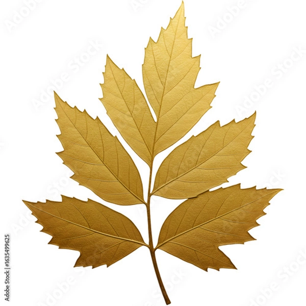 Fototapeta Isolated Golden Leaf Illustration On Transparent Background Nature Autumn