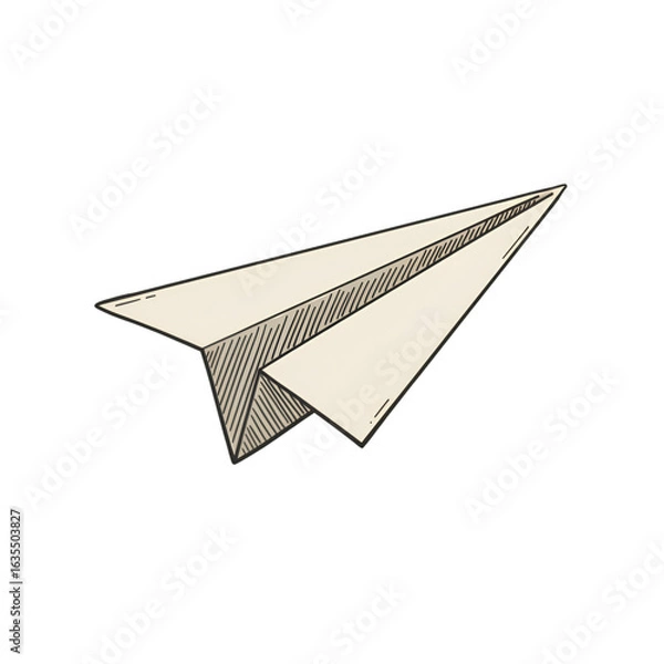 Fototapeta Isolated Illustration of a Beige Paper Airplane on a Transparent Background