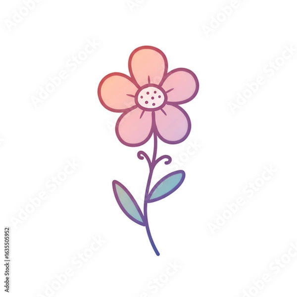 Obraz Isolated Floral Illustration Of A Gradient Flower On Transparent Background