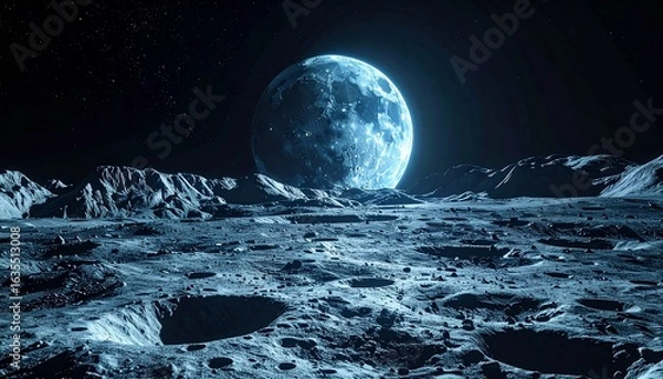 Fototapeta Moon Surface, Celestial Wonders, Space Adventure, Night Sky, Extraterrestrial View