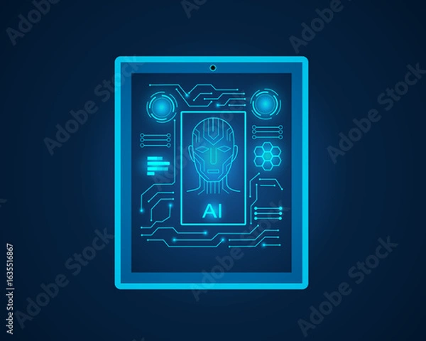 Obraz 	
Geometric background and high tech circuit board connection system