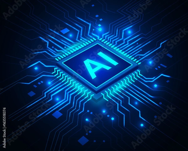 Obraz 	
Geometric background and high tech circuit board connection system