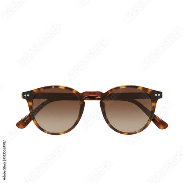 Fototapeta Isolated Round Sunglasses with Brown Frames and Gradient Lenses on Transparent Background Photo