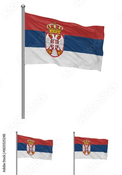 Fototapeta Isolated Serbian Flags on Transparent Background Illustration with Red Blue White Colors