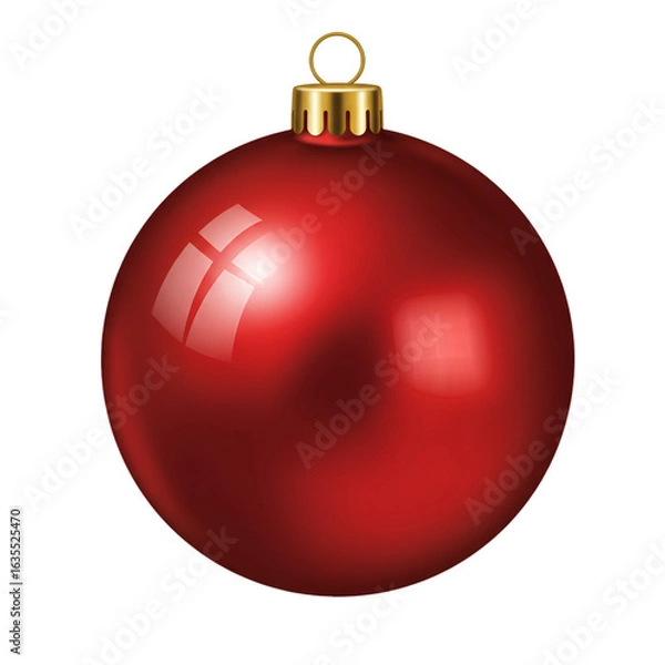 Fototapeta Isolated Shiny Red Christmas Ornament with Golden Cap on Transparent Background Photo