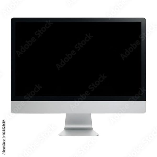 Fototapeta Isolated Silver Computer Monitor On Transparent Background Illustration