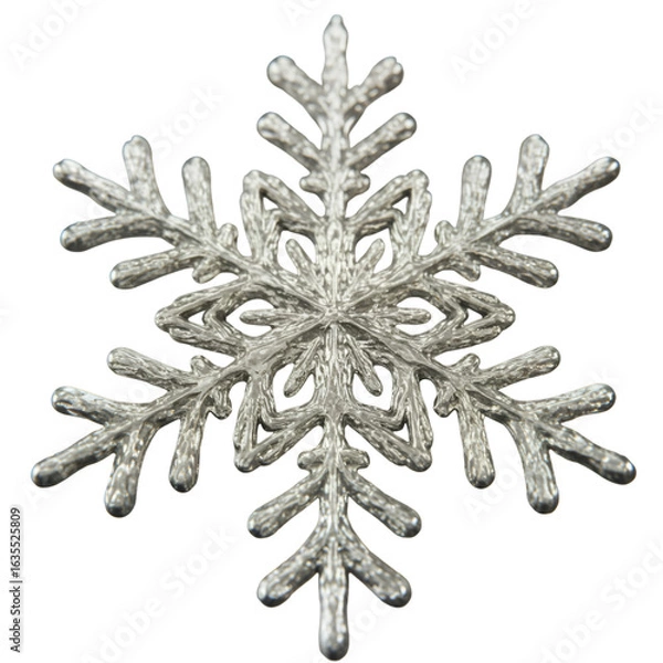 Fototapeta Isolated Silver Snowflake Illustration on Transparent Black Background