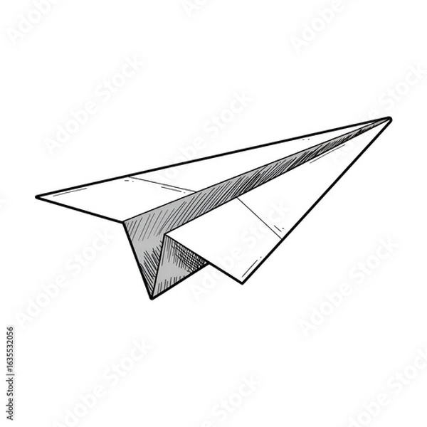 Fototapeta Isolated White Paper Plane on Black Background Illustration for Concept
