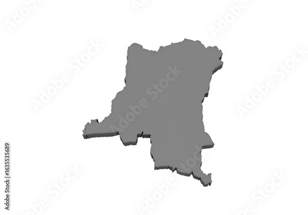 Fototapeta Isometric Grey Congo Map on Black Isolated Background Illustration