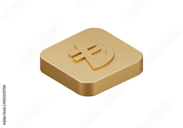 Fototapeta Isometric Gold Taka Currency Symbol On Transparent Background 3D Illustration