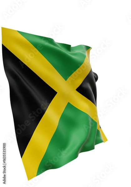 Fototapeta Jamaica Flag Waving Isolated On Transparent Background 3D Render Illustration