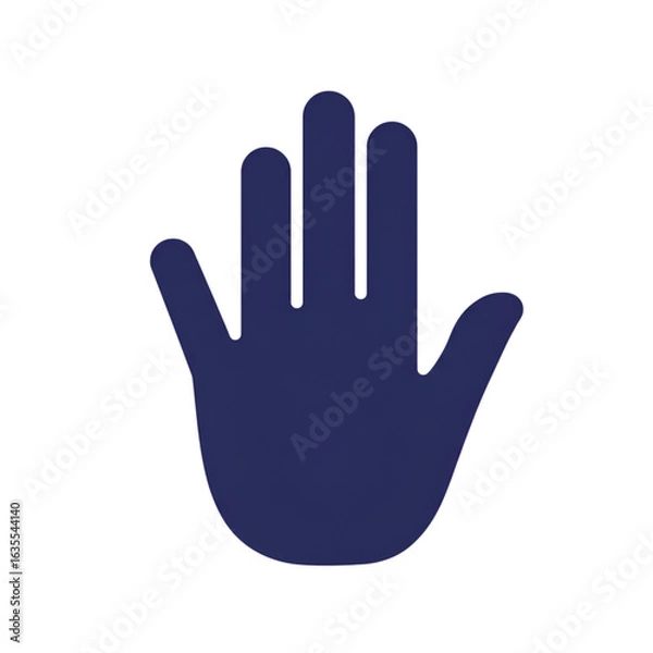 Fototapeta Isolated Silhouette of a Blue Hand Showing the Palm and Fingers Gesture