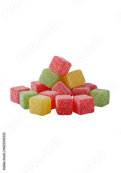 Fototapeta Isolated Stack of Colorful Gummy Cubes on Transparent Background Photo