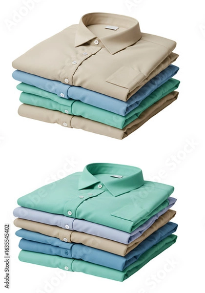 Fototapeta Isolated Stack Of Colorful Folded Shirts On Transparent Background Photo