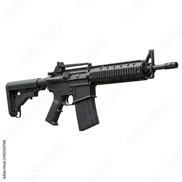 Fototapeta Realistic 3D Render Of A Black Military Assault Rifle Isolated On White Background